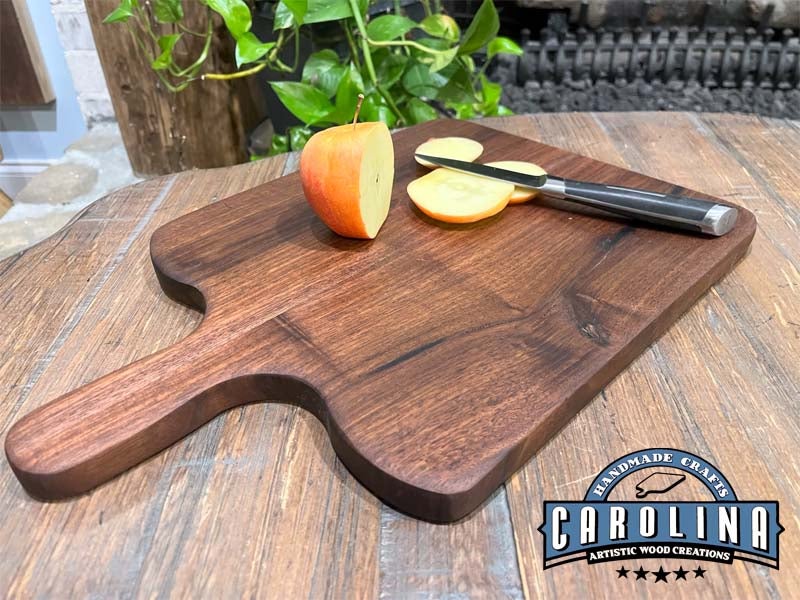 Cutting Board - Sapele Wood Accented with Onyx Epoxy Resin River